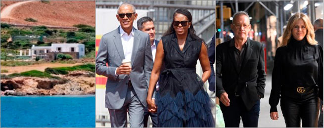 Барак и Мишель Обама на отдыхе в Антипаросе в гостях на вилле Тома Хэнкса